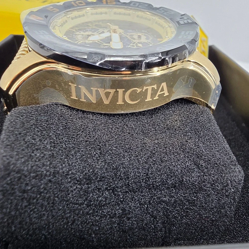 Invicta Reserve Venom Mens Gold Tone Shark Mesh Skeleton Chronograph Watch 32040